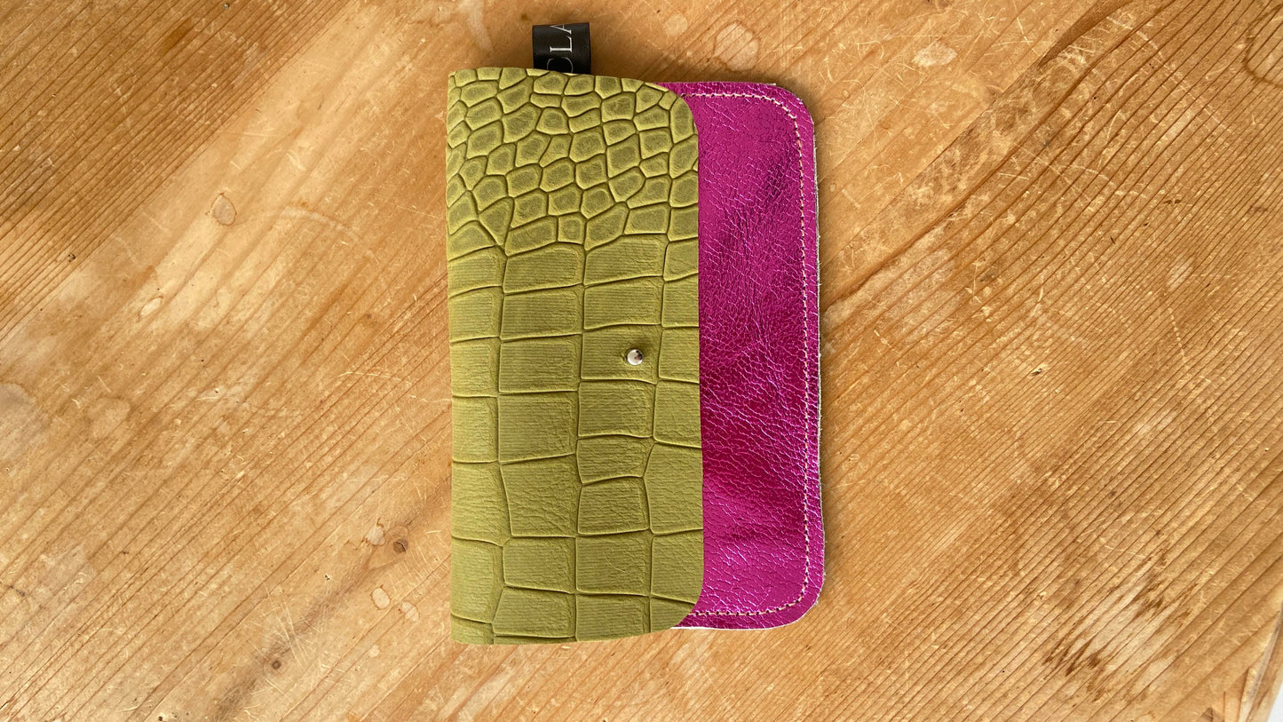 Gina - Porte Monnaie Croco Kaki Bicolore Série Limitée