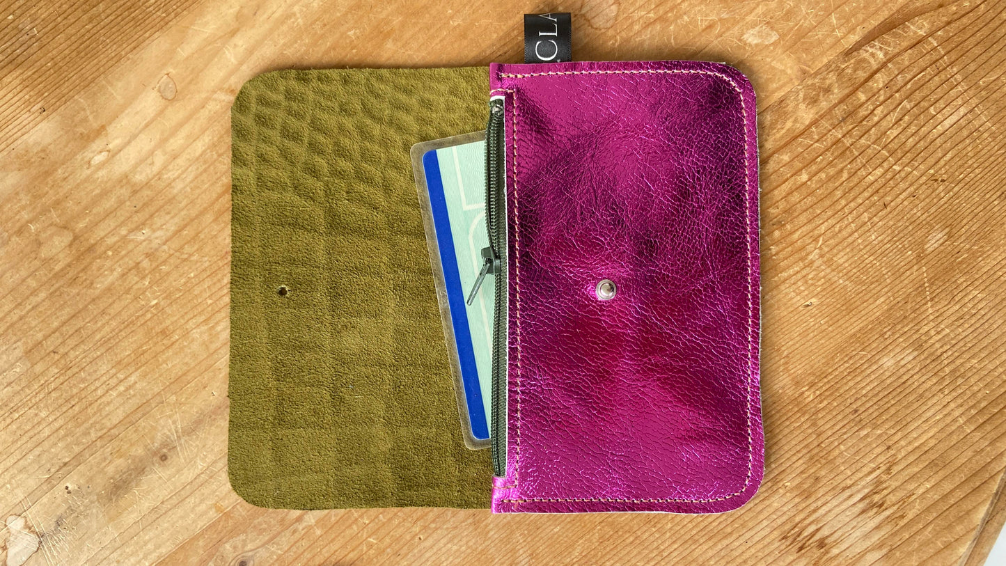 Gina - Porte Monnaie Croco Kaki Bicolore Série Limitée