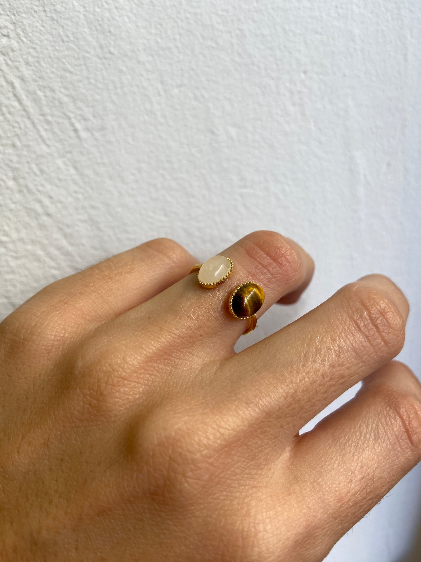 Bague Quartz Rose Oeil de Tigre Onyx