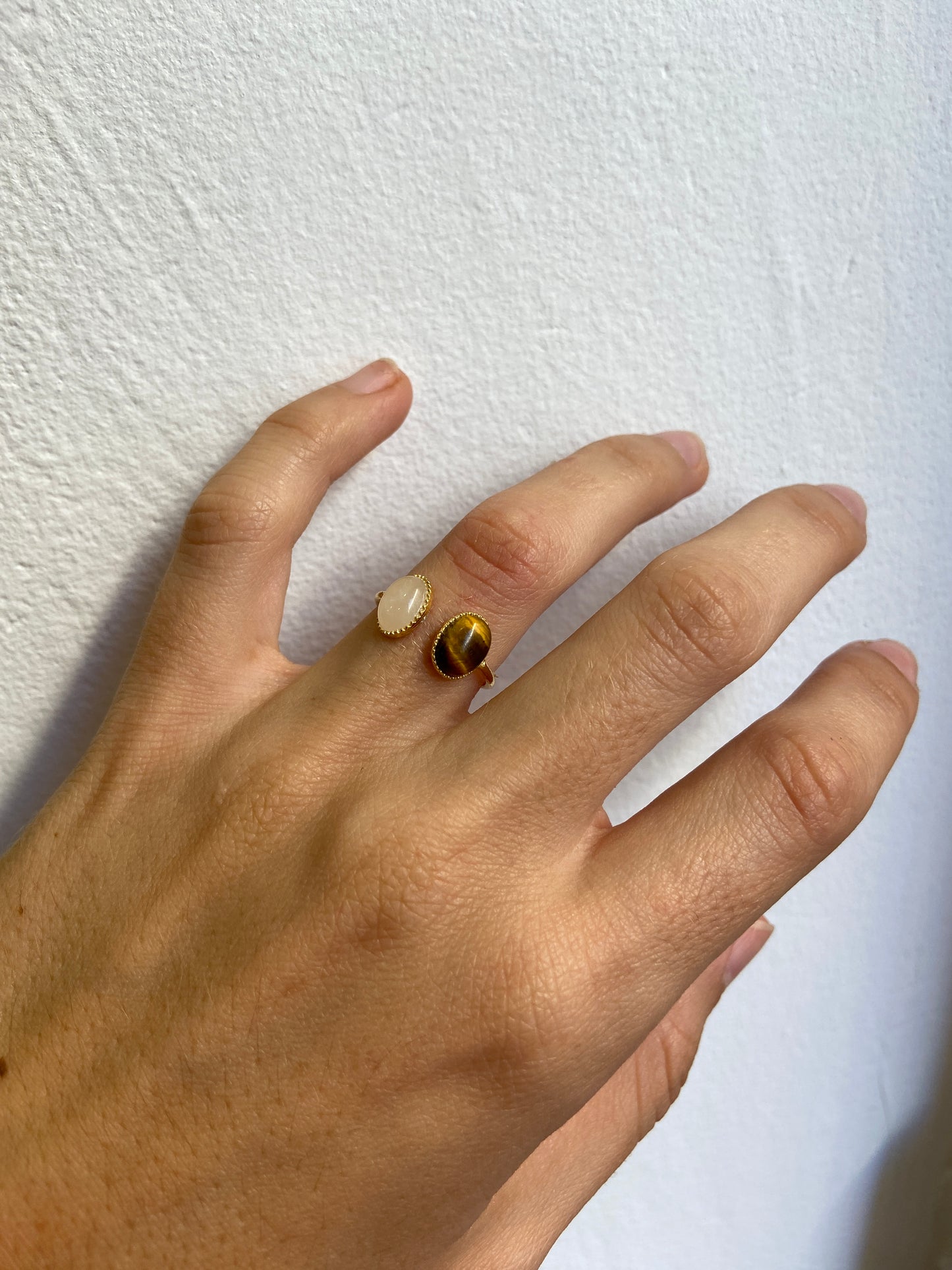 Bague Quartz Rose Oeil de Tigre Onyx