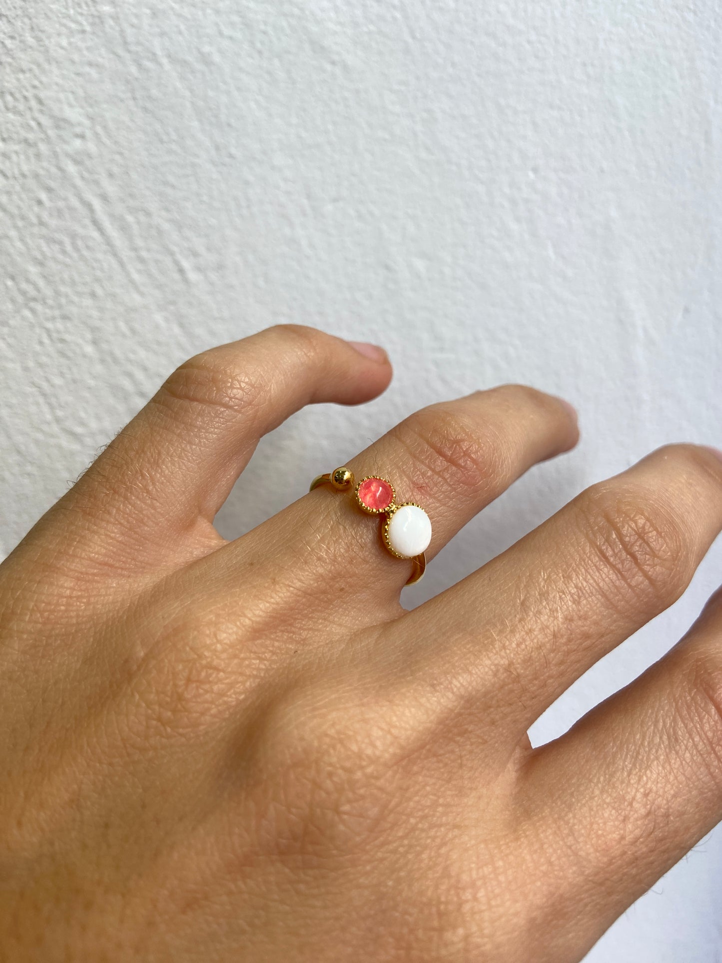 Bague Nacre Agathe teinté rose