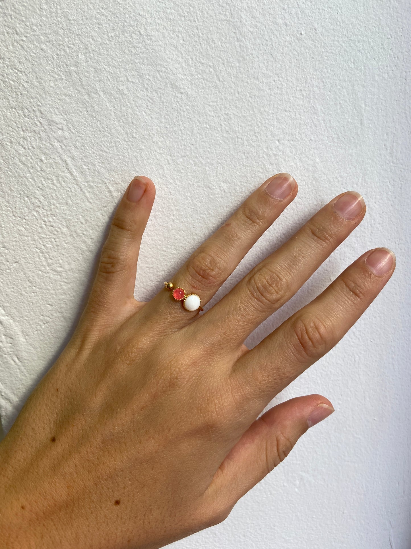 Bague Nacre Agathe teinté rose