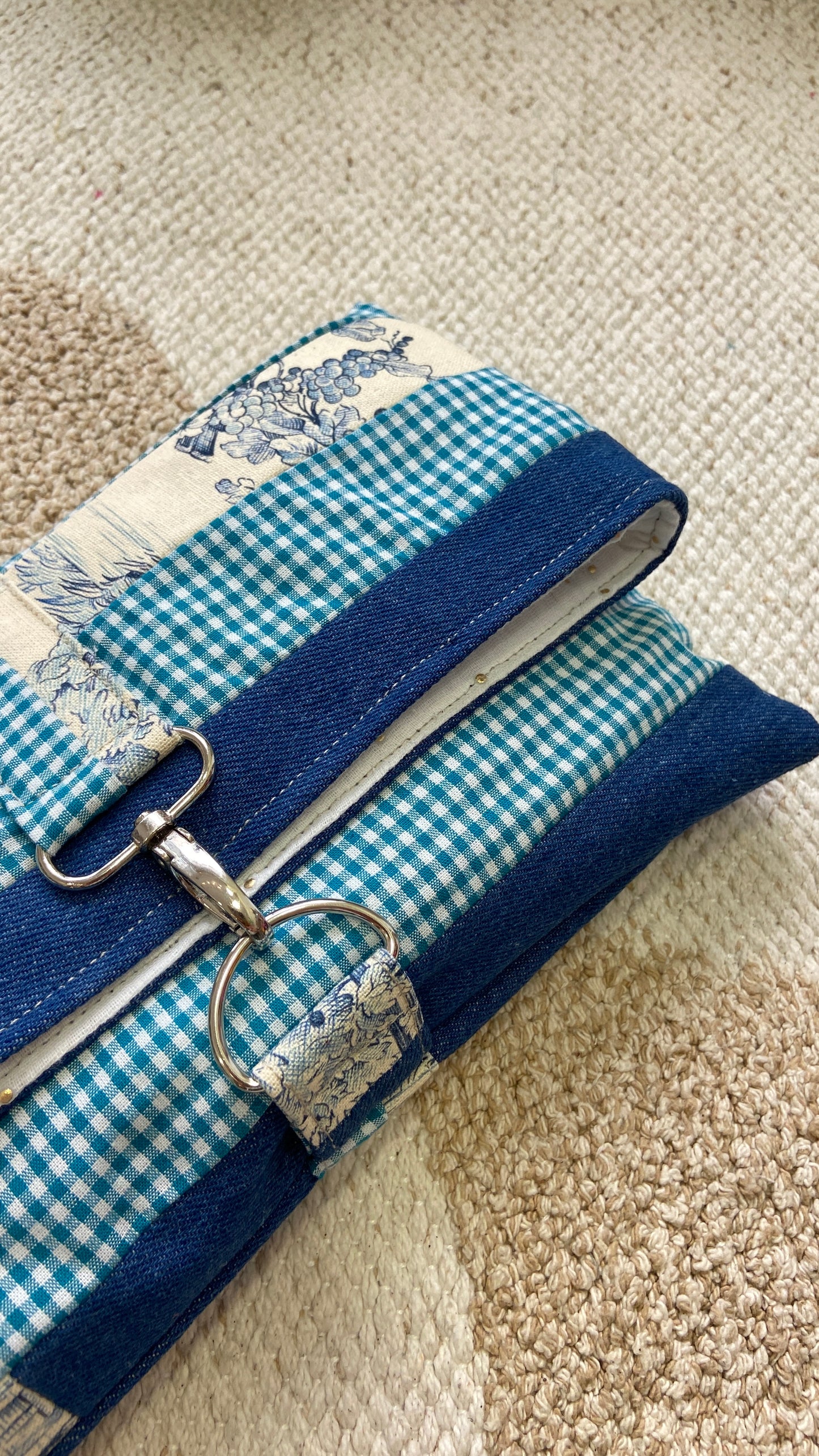 Pochette en tissu patchwork - Lili bleu 1