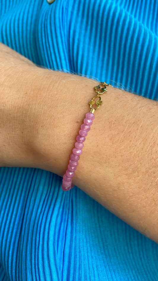 Bracelet Chaîne & Quartz Rose