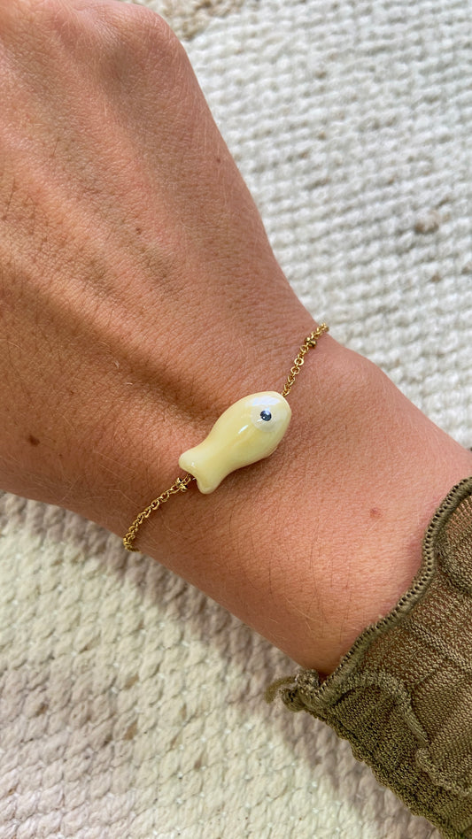 Bracelet Poisson en Céramique jaune