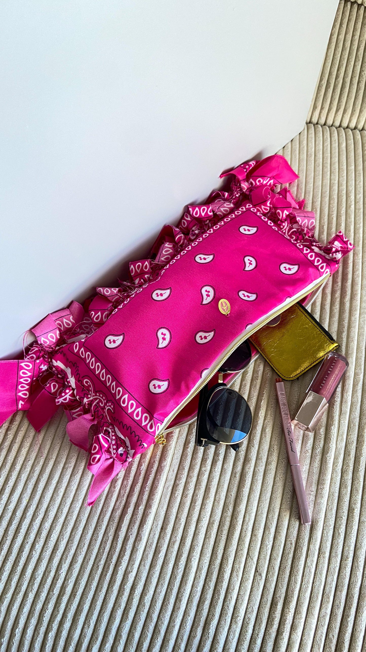 Lena - Pochette à Frange Bandana Rose