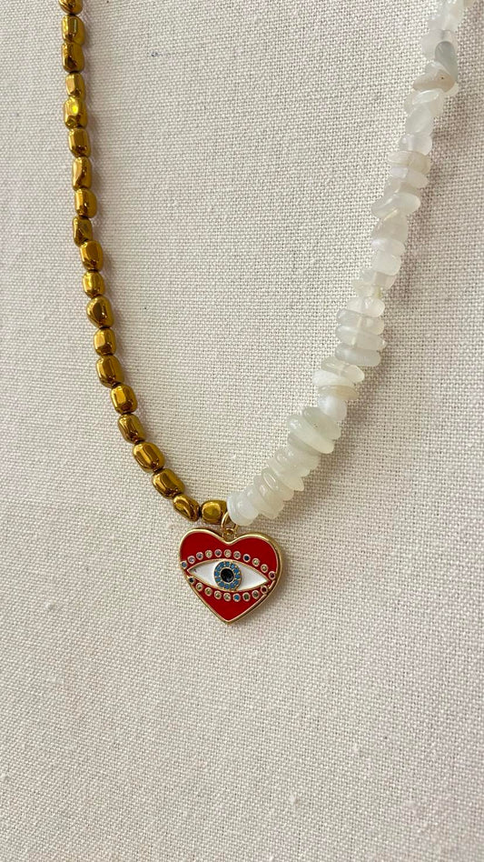 Collier Coeur Oeil Protecteur Bicolore - June