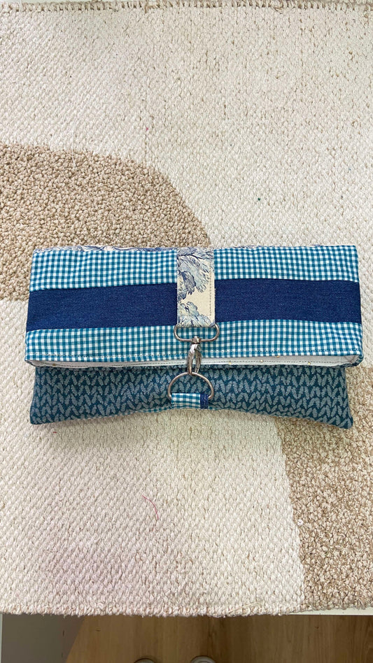 Pochette en tissu patchwork - Lili bleu 2