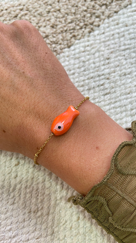 Bracelet Poisson en Céramique Orange