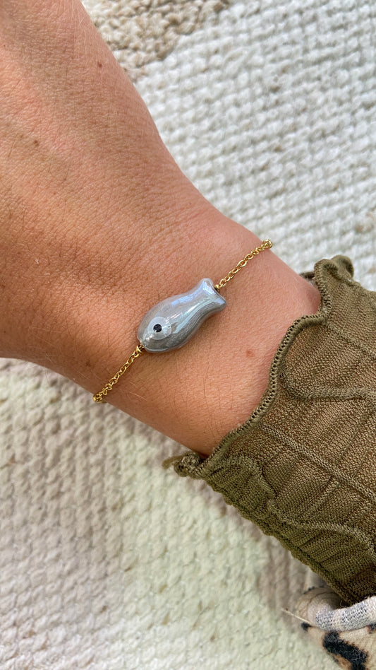 Bracelet Poisson en Céramique Gris