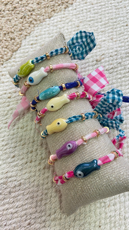 Bracelet Poisson et tissu coton