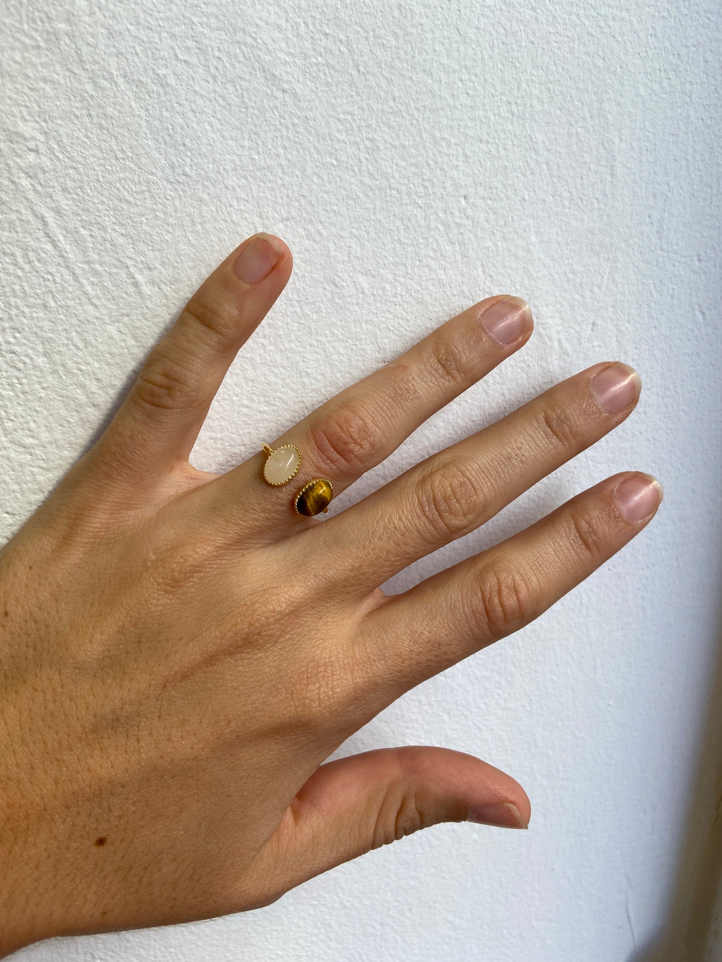 Bague Quartz Rose Oeil de Tigre Onyx